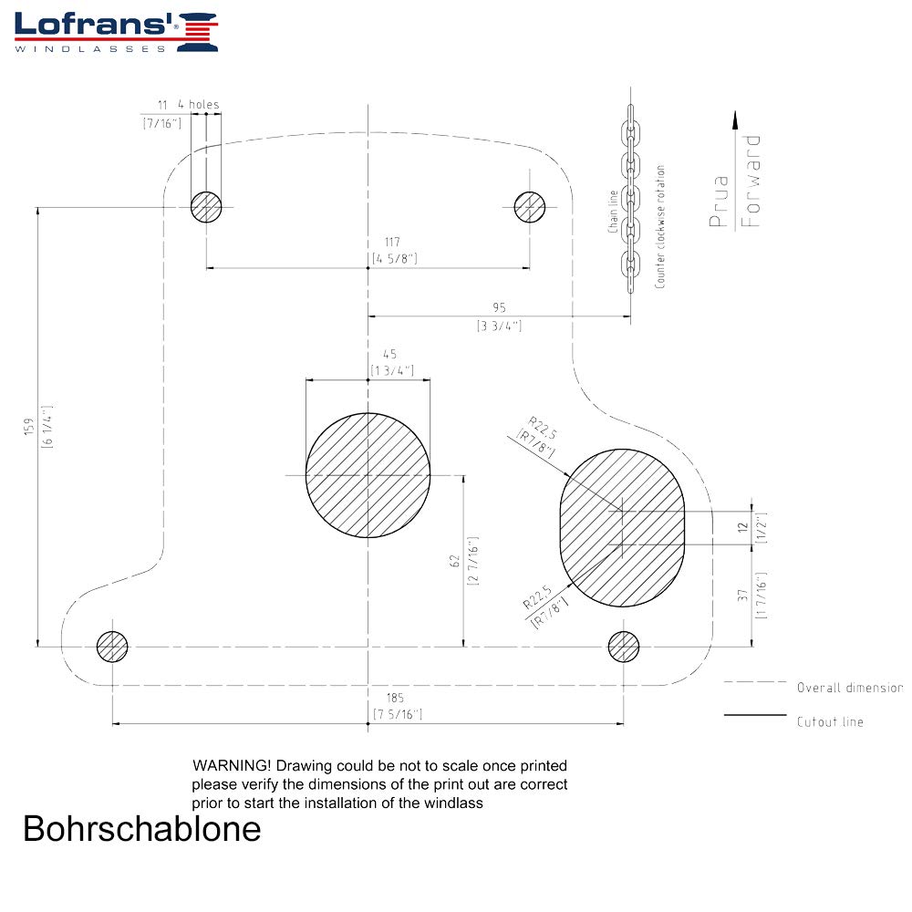 Lofrans Ankerwinde Tigres horizontal Ø8mm Kette mit Spill 1500W 12V