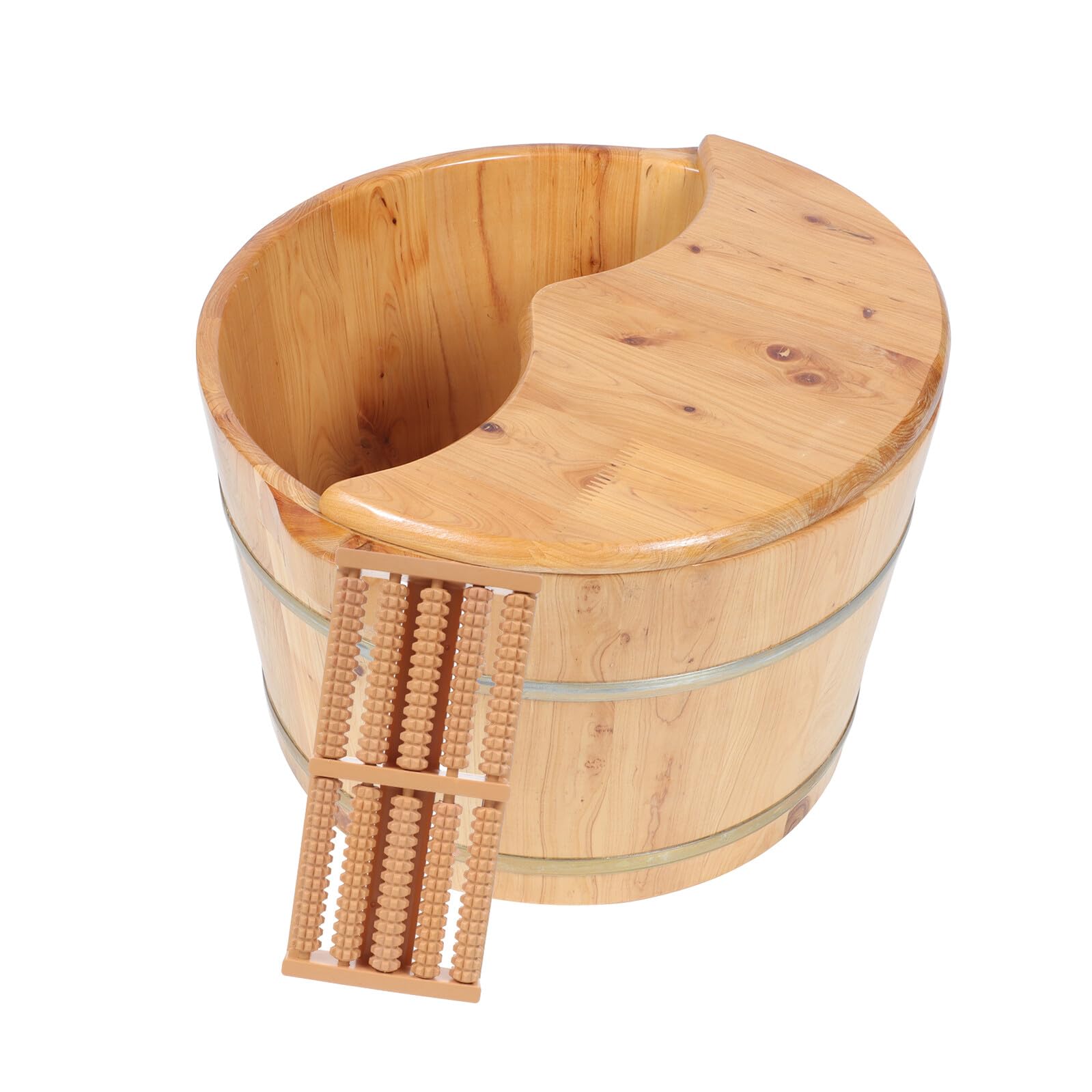 Bacinella in Legno per Pediluvio Grande Coperchio, Kaki | Uso Domestico, Set 1 Pezzo Massaggiatore, Superficie Facile da Pulire e Perdite