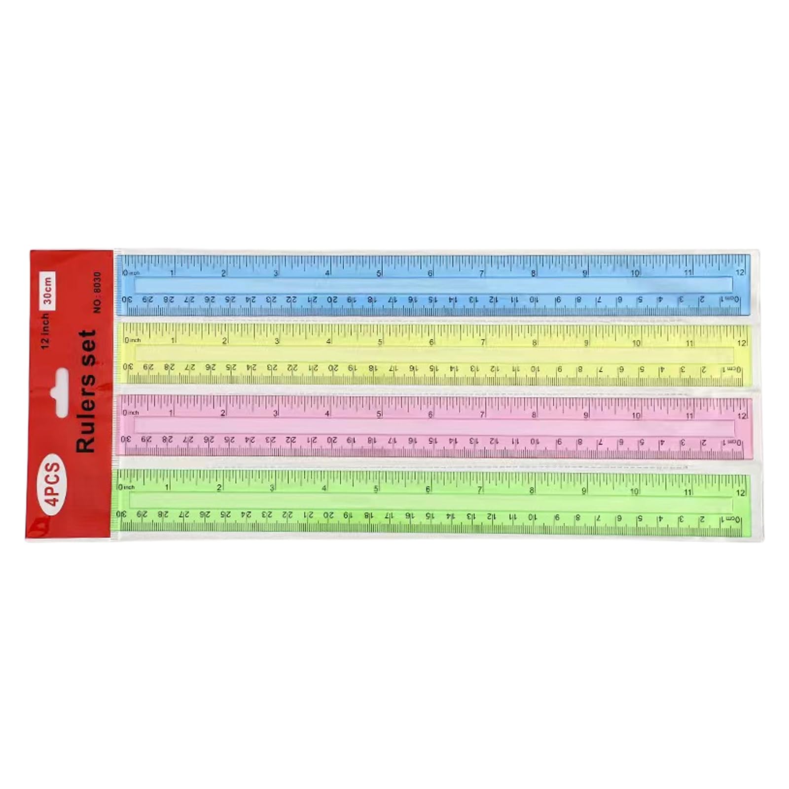Hsioluted Four Consecutive Tra 4Pcs 12Inch Clear Ruler Straight Ruler Inches And Centimeters Double Scale Drawing Math Measuring Tool Art And Craft