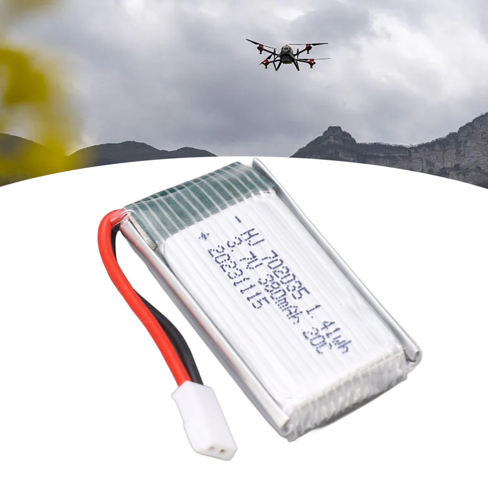 Batterie au Lithium pour Drone, 3,7 V 380 MAh 20 C avec Prise XH2.54 702035 RC Drone Lipo pour Accessoire