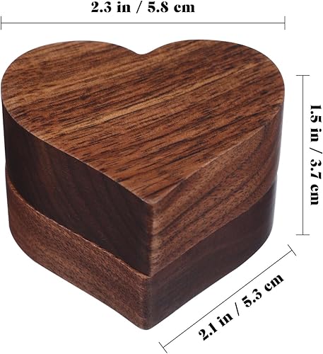 Miniatura 3 de IMIKEYA Caja de anillo de madera en forma de corazón Caja de anillo de madera Caja de anillo de boda Caja de presentación de madera Caja de anillo