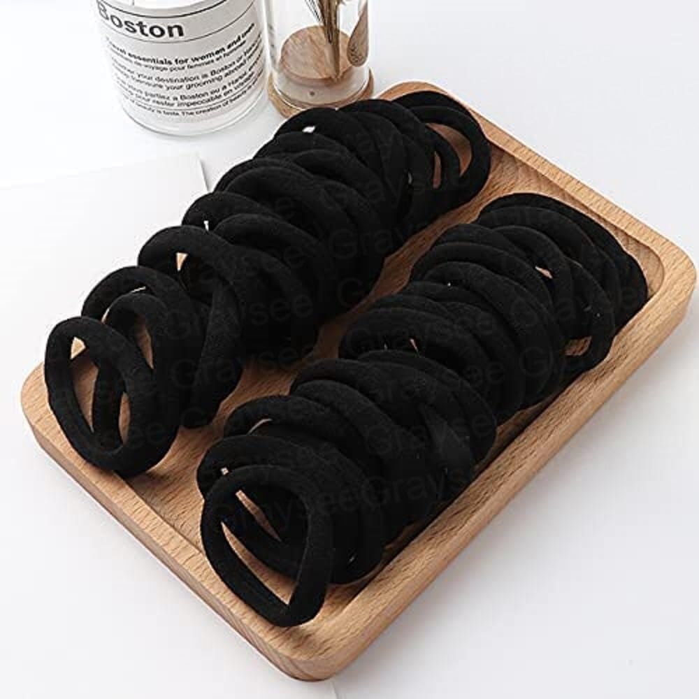 Graysee Elastic Ponytail Holder Hair Rubber Bands Cotton Non slip Stretchable Tight Grip Head Ties for Girls/Women, Buns (Standard, Black, 90) (B0CPJGD6LT) Amazon Price History, Amazon Price Tracker