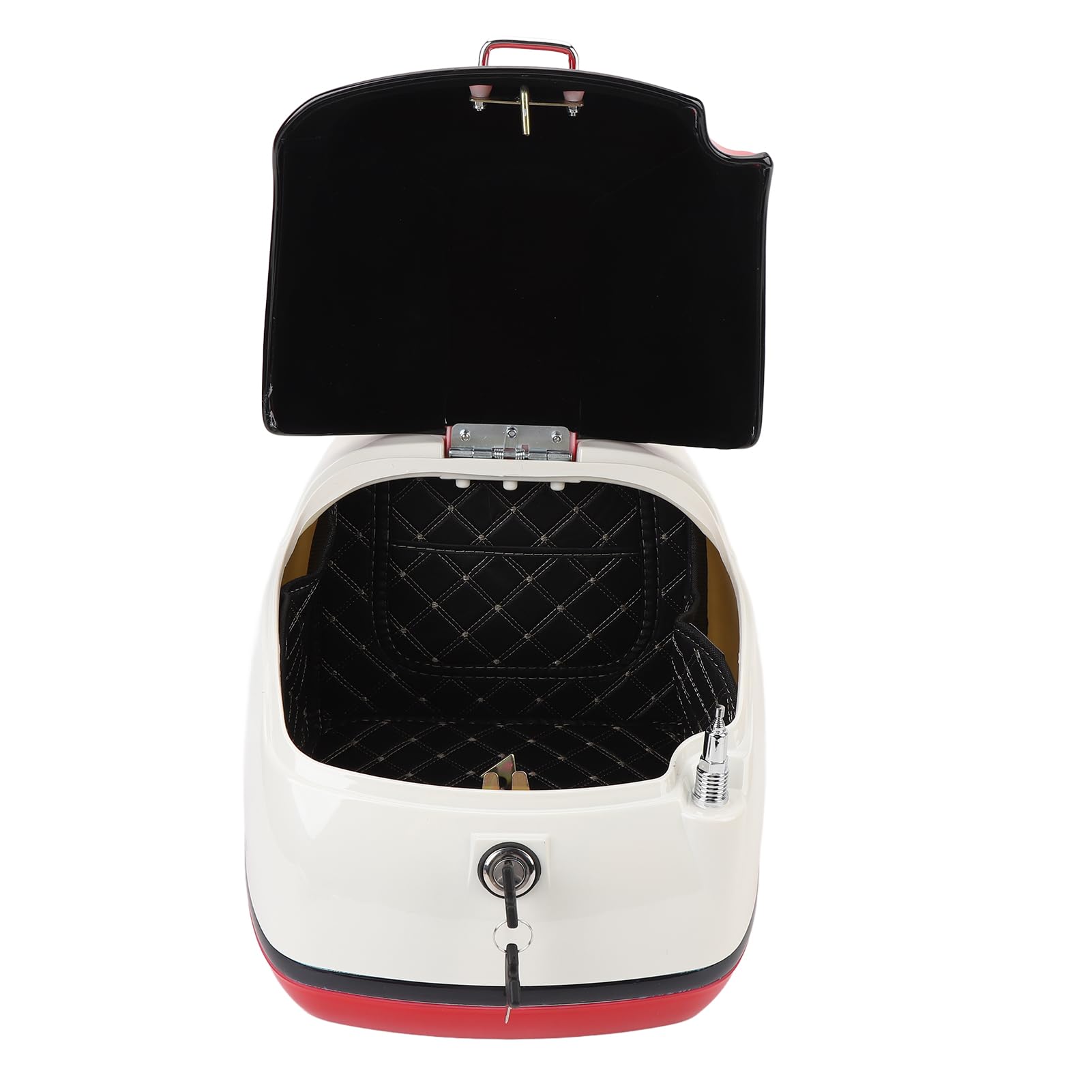 Qqmora Bauletto per Moto da 38 Litri Elegante Contenitore Resistente All'acqua per Scooter e Motociclette Realizzato in Plastica ABS Ad Alta tenacità (Bianco e Rosso)