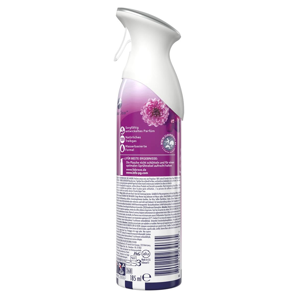 Febreze Lenor odświeżacz powietrza w sprayu, ametyst z motywem kwiatów, 185 ml, 2 w 1, zwalczanie zapachów i świeżość