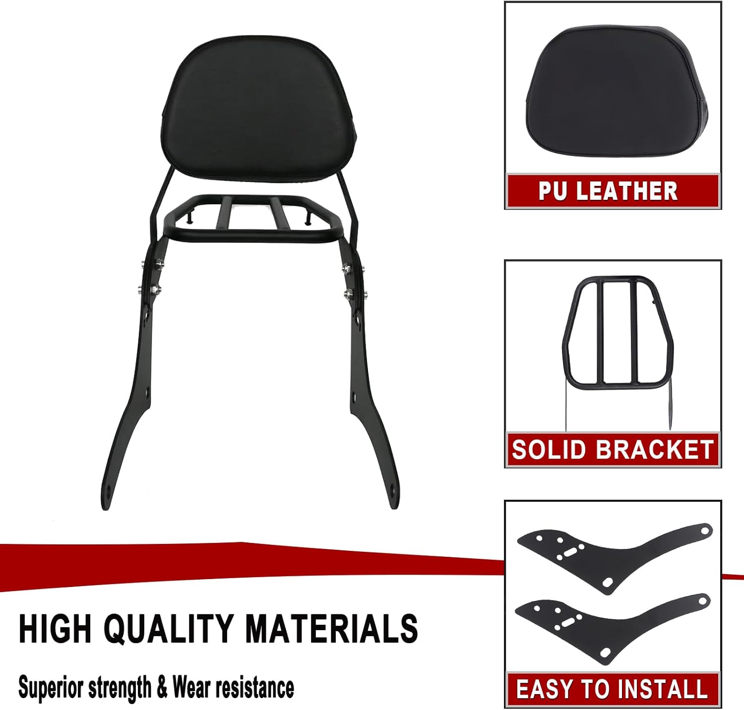 Worldmotop Motorcycle Sissy Bar Backrest Rear Passenger Seat for Honda CMX 500 Rebel CMX 300 CMX500 2017-2022 Detachable Backrest Pad (A)