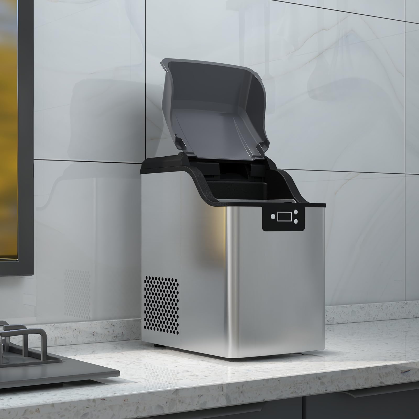 Aoile Nugget Ice Maker, Rapid Ice Making In 10-15min, 44lbs/24h, 3.3lb Ice Basket Capacity, 2.8l Water Tank, 52db Noise Level, Auto-Cleaning,Timer Function, Water Shortage And Water Full Reminder on Fridge.com - View 2