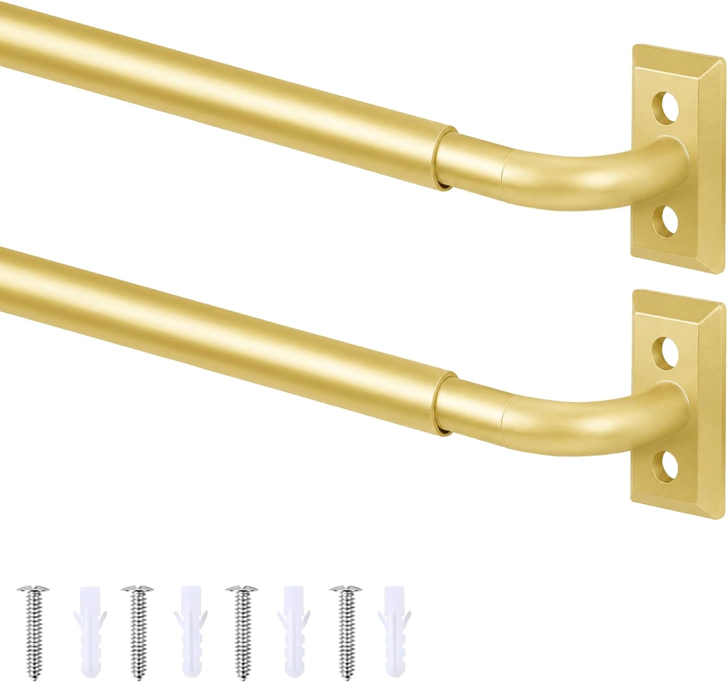 HOTOZON French Door Curtain Rod 2 Pack 8 to 12 Inch, 3/8" Diameter, Gold | Wrap Around Adjustable Telescoping Cafe Curtain Rod for Door Window 4 to 10 Inches, Sash Curtain Rods for Home Decoration
