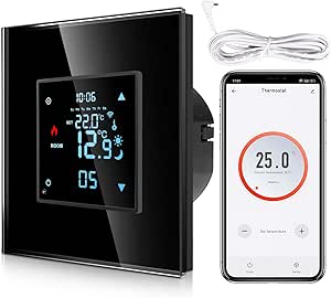CNBINGO Built-in Smart Thermostat With Crystal Glass Panel - Wi-Fi Digital Room Thermostat Compatible With Alexa Echo, Google Assistant, 16A (White - View #5