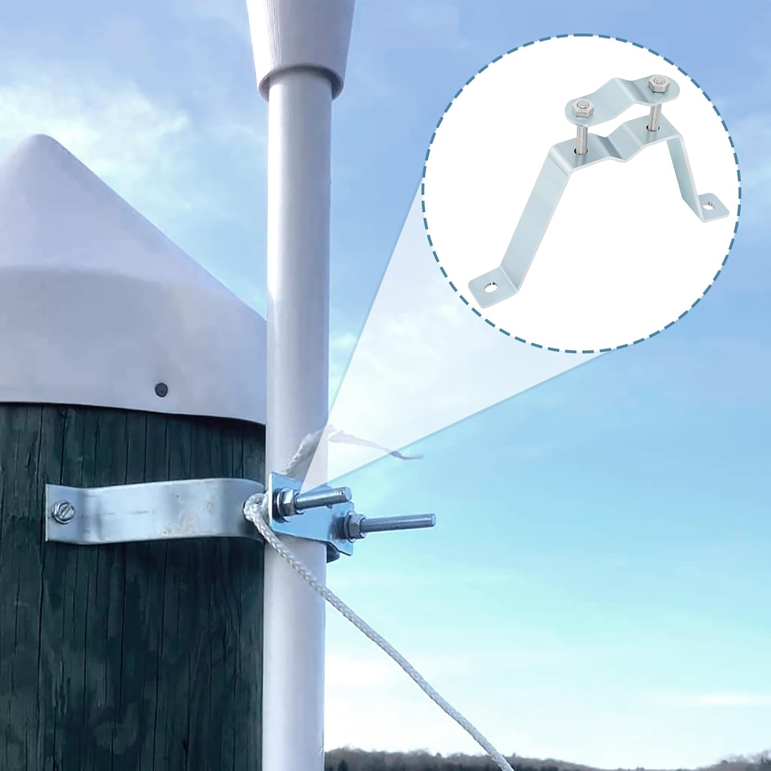 Antenna Mast Wall Mount Bracket, Wall Mount Telescopic Clamp with Mounting Bolts for Outdoor TV Antenna Mast, Flag Pole and Wall Mount Pole - Image 2