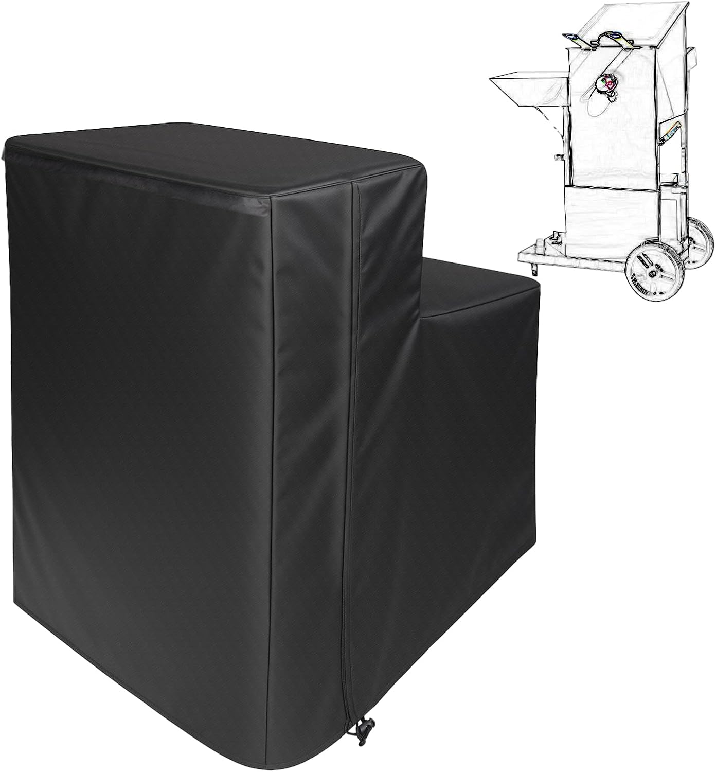 Deep Fryer Cover, 39.4x34.6in Oxford Portable Heavy Duty Waterproof Multifunctional Fryer Cover Suitable for Bayou Classic 700-701 and 700-704 (Black)