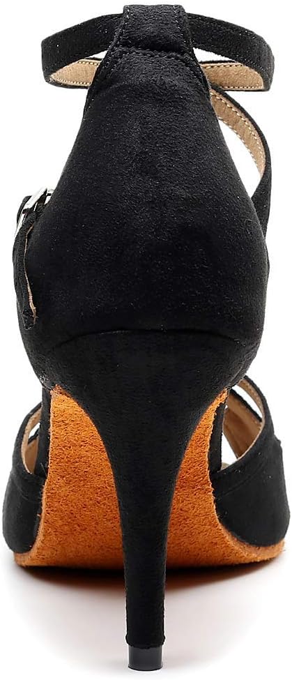 Women's Professional Latin Dance Shoes Satin Salsa Ballroom Wedding Dancing 3.3 inch Heel Height