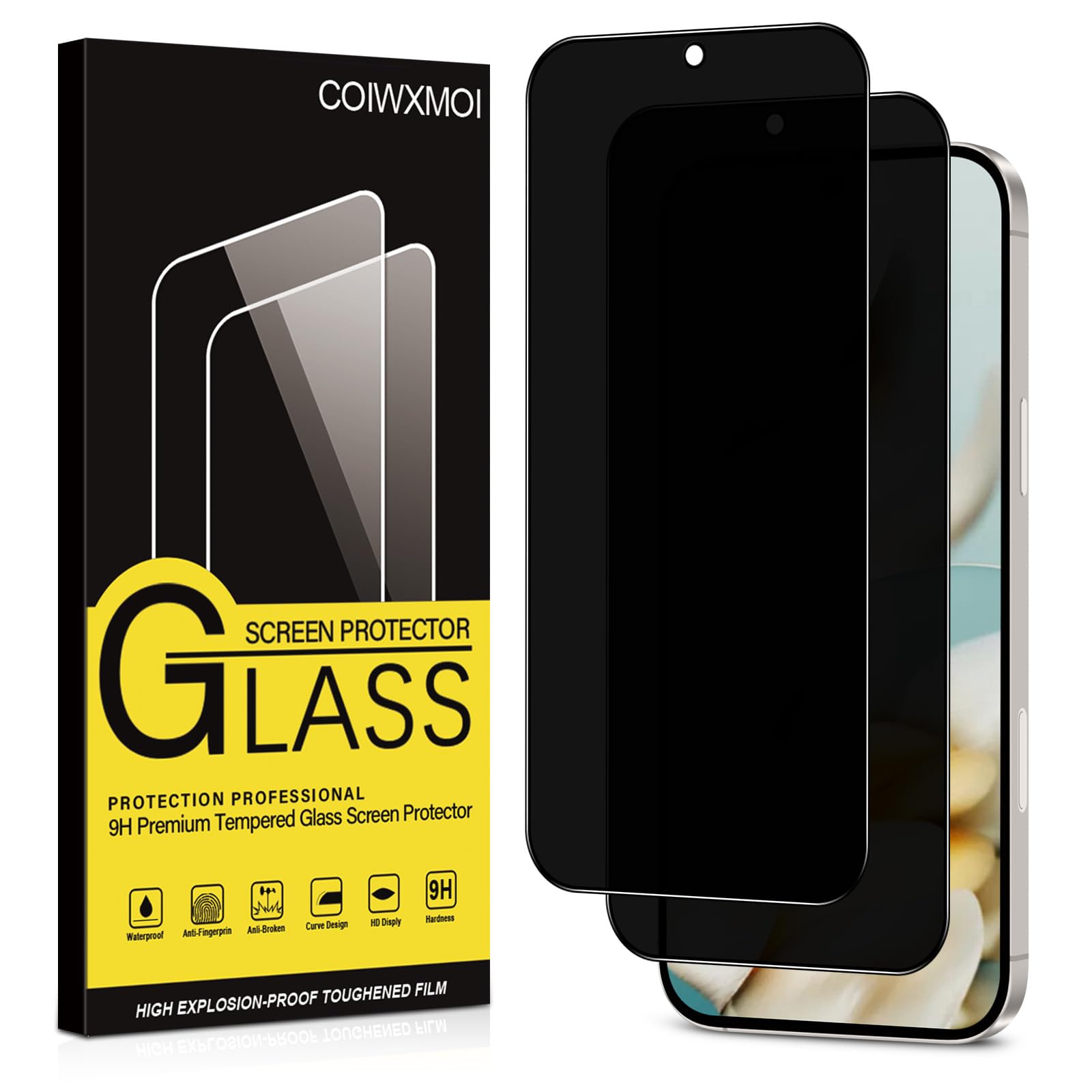 Coiwxmoi Privacy Pellicola Protettiva per Google Pixel 9a 5G 2 Pezzi Vetro Temperato Anti-spia Durezza 9H Senza Bolle Anti-Graffio Ultra Resistente Anti-Spy Anti-Impronta Protezione Schermo
