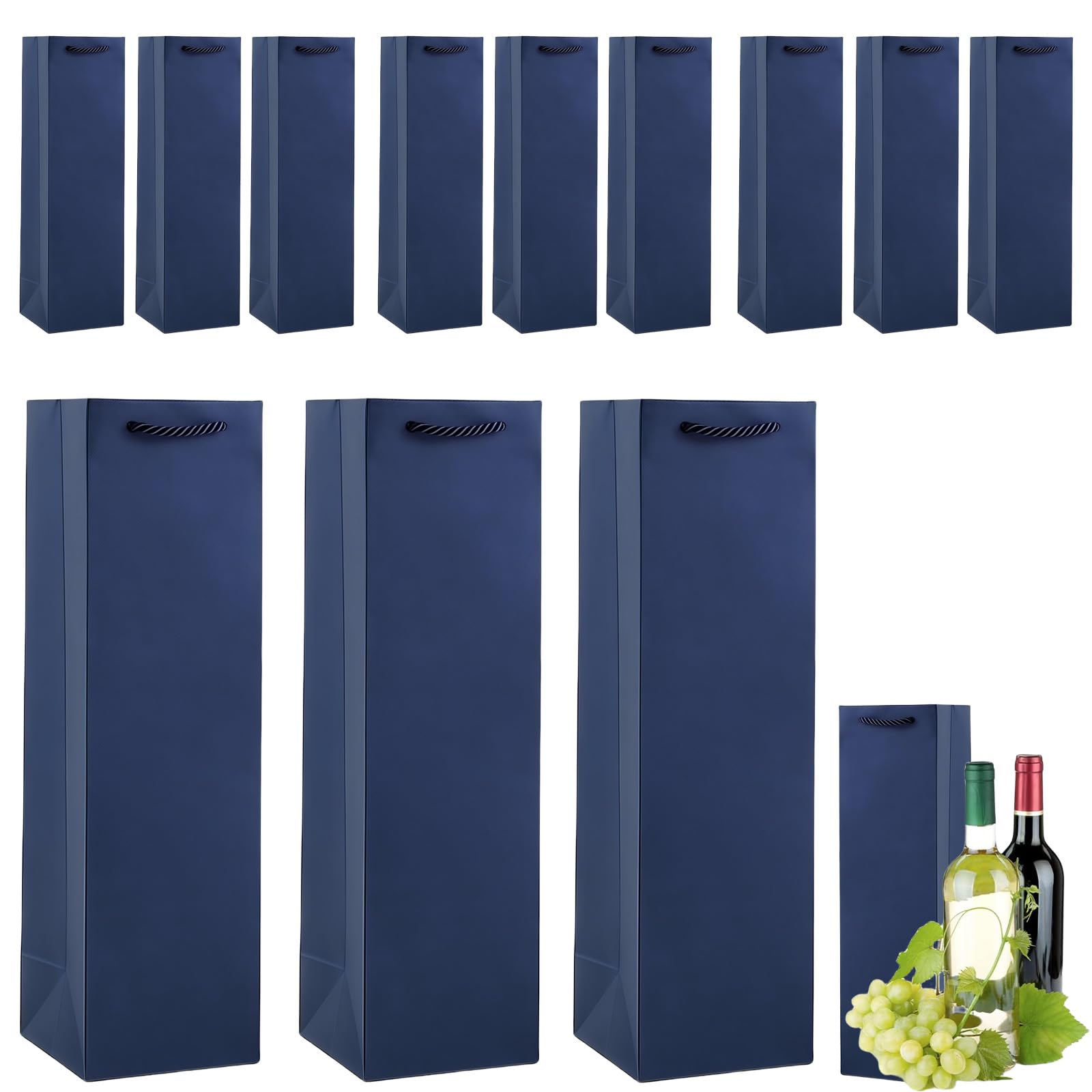 Lot 12 Sacs Cadeau Bouteille Vin Papier Kraft COSORO – Poignée Intégrée, Recyclable Noël Mariage Fête