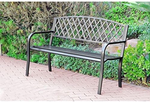50-inch Crosswave Curved Back Steel Park Bench Perfect For Creating Outdoor Oasis - Assembly Required