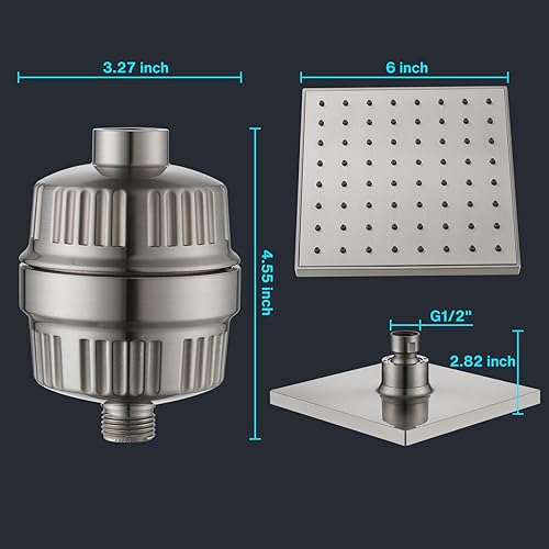 Miniatura 9 de Cobbe Cabezal de ducha filtrado de alta presión, cabezal de ducha de lluvia con filtro de cabezal de ducha de 20 etapas para agua dura, repuesto