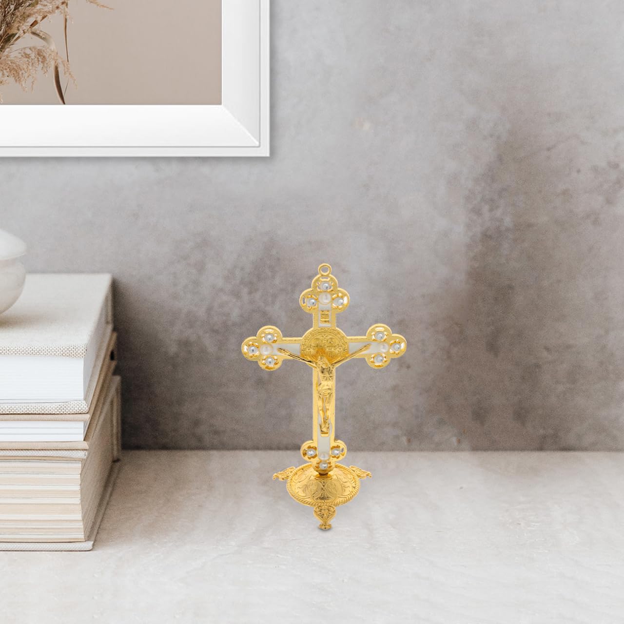 Statue De Jésus En Croix Dorée Décoration Religieuse Murale Pour Salon