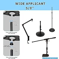 Vista 4 de Soporte de micrófono múltiple para micrófonos con cable e inalámbricos, organiza hasta 7 micrófonos, aluminio, negro