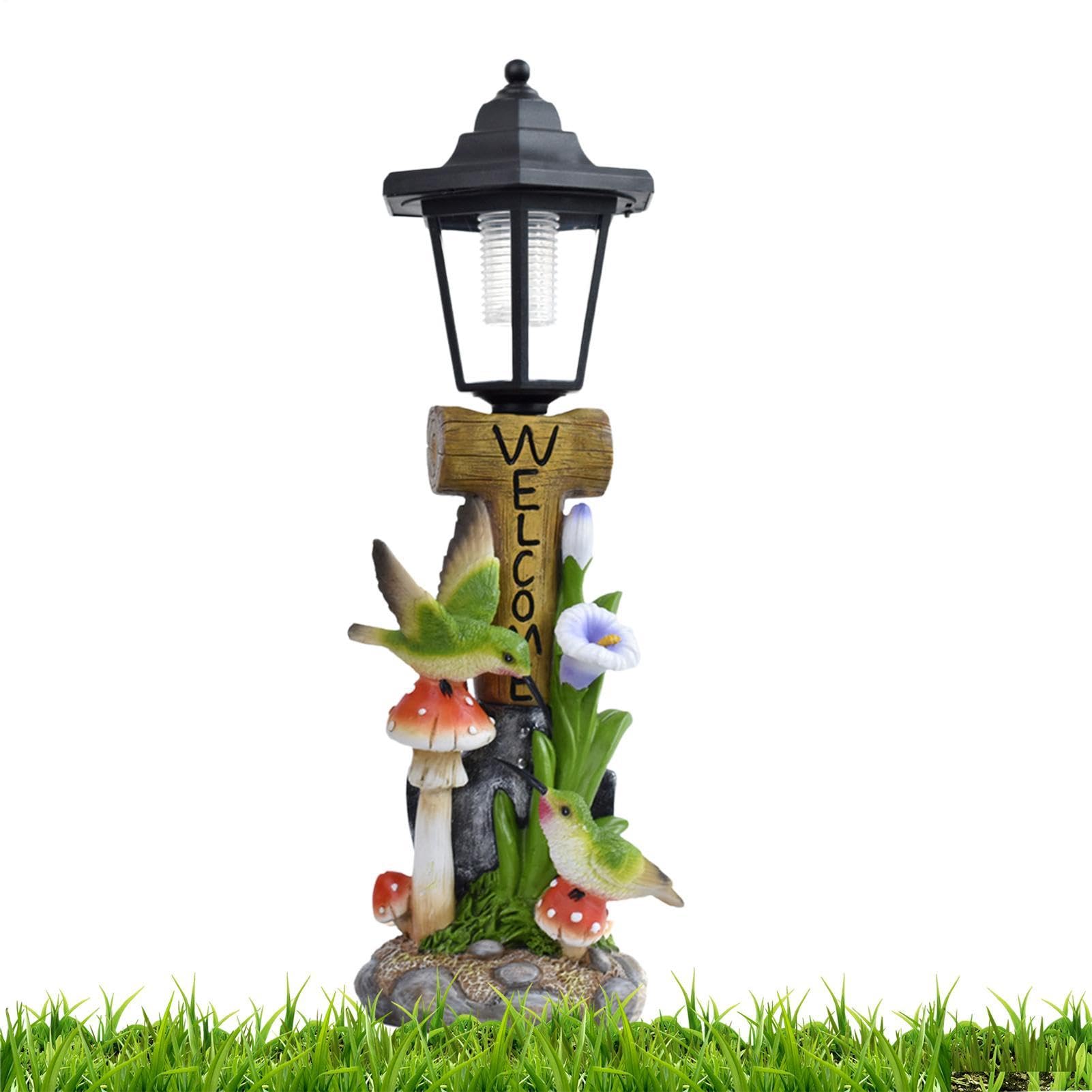 Estatua De Jardín Con Luz Solar Figura de Resina Resistente a la Intemperie | Figuras Decorativas de Césped Para Balcón, Porche, Patio, Jardín, Pasillo, Patio Trasero,
