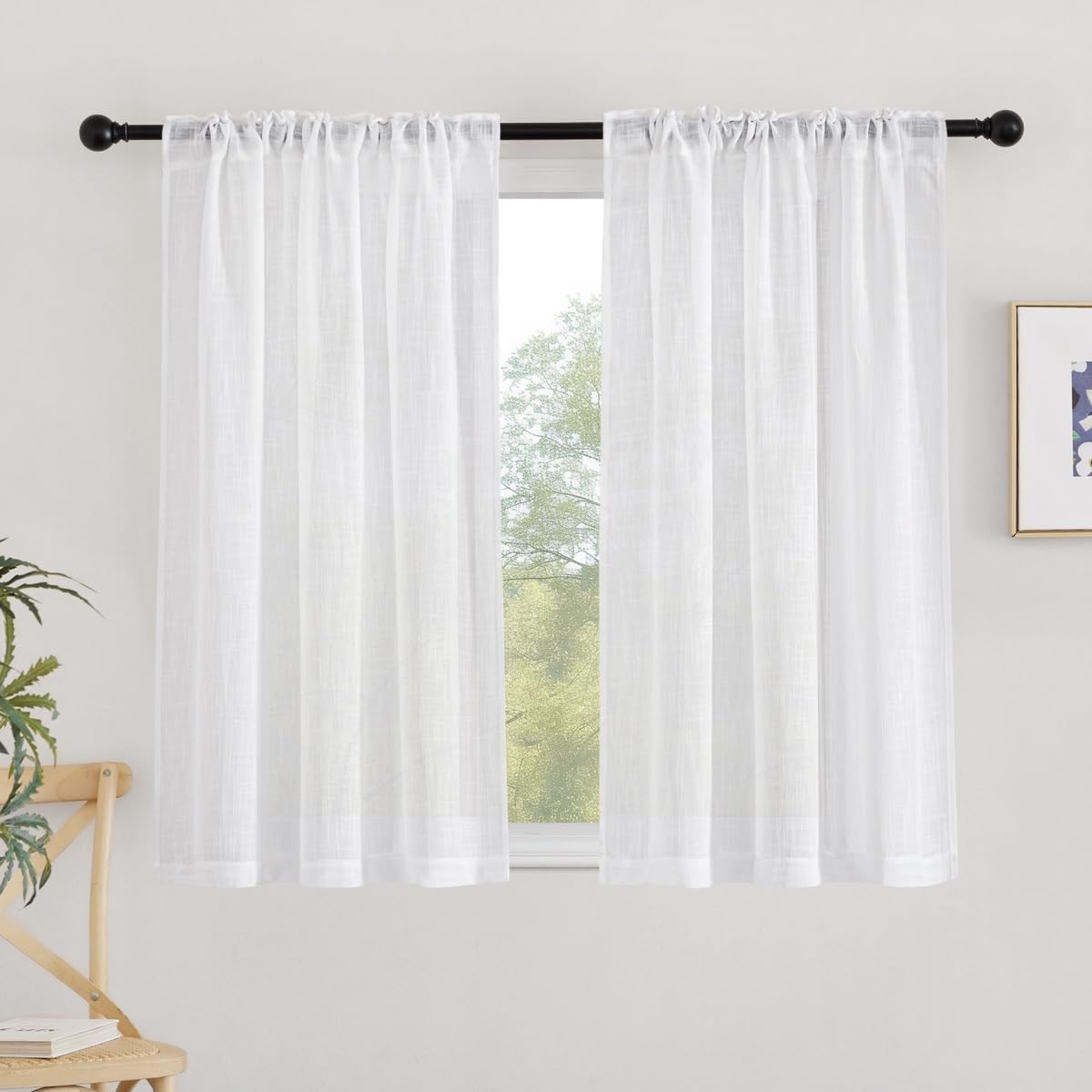 Amazon.com: NICETOWN White Faux Linen 48 inch Curtains for Cafe