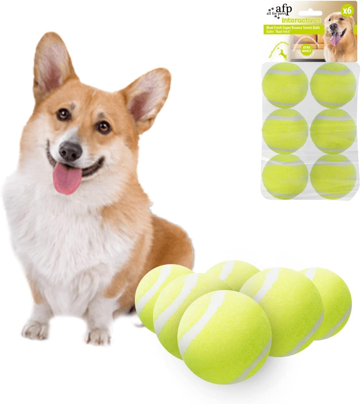 ALL FOR PAWS Dog Tennis Balls for Mini Launcher Machine, 6 Pack 4.8cm Durable Puppy Tennis Balls Replacement(Mini balls 6 Pack)