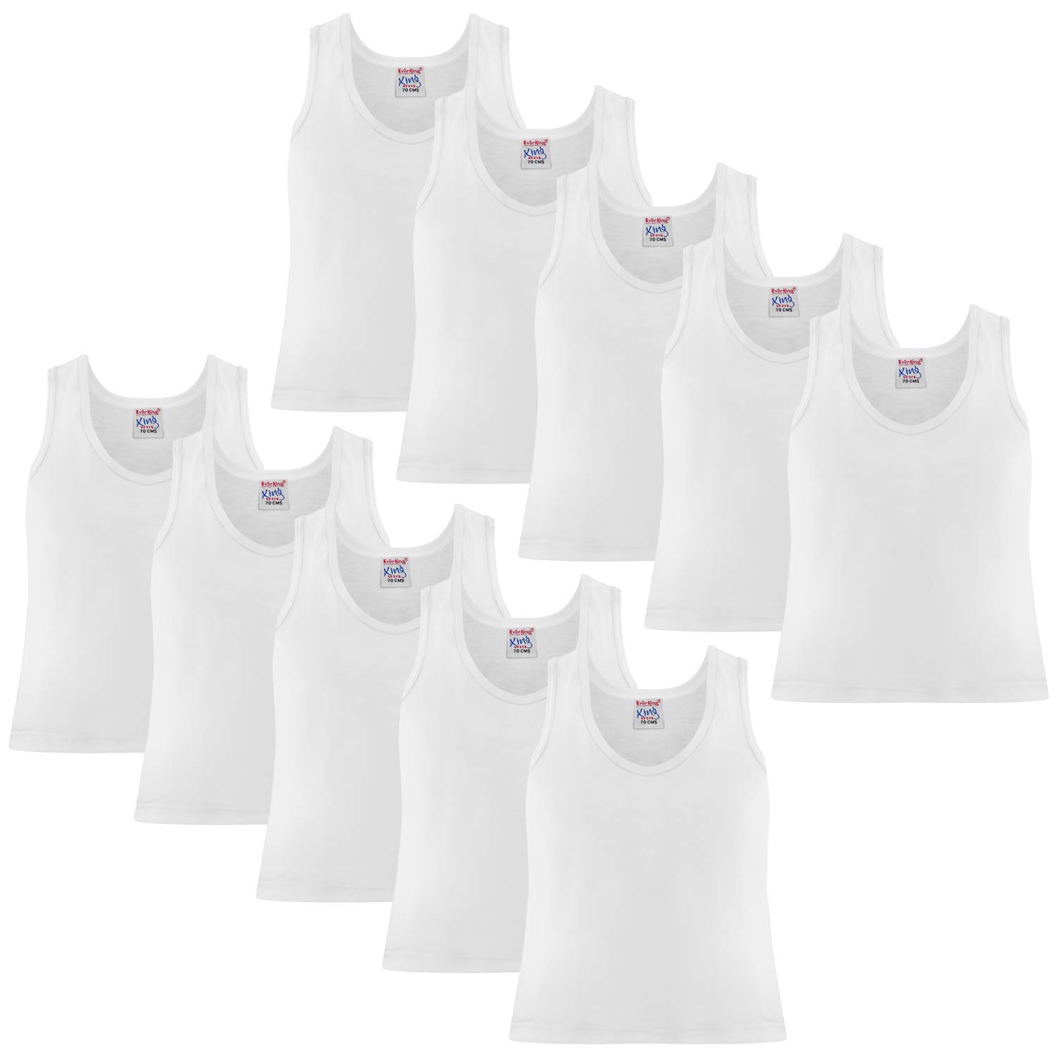 EVERKING Newborn Baby Cotton Sleeveless White Vest Combo (Pack of 10)-6-7 Years