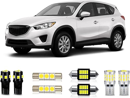 Paquete de bombillas LED blancas compatibles con Mazda CX-5 CX5 2013 2014 2015 2016 2017 2018 2019 Mazda CX-5 CX5 Luz de domo de mapa interior + luz