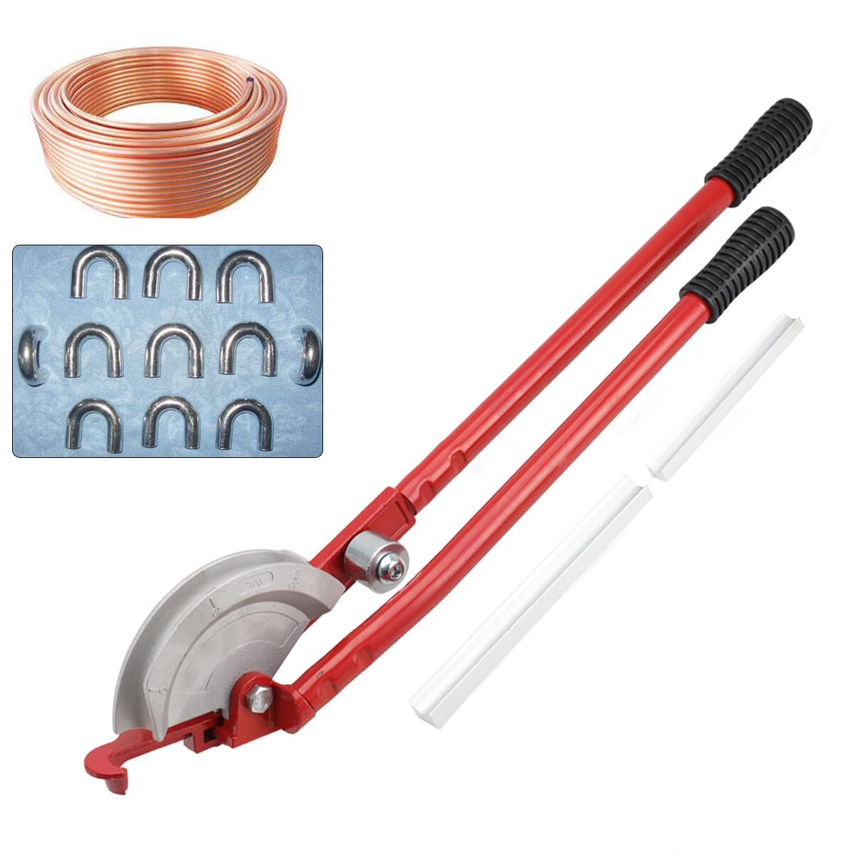 Dobladora de Tubos Manual 2 en 1, 0-180°, 15 mm/22 mm, Herramienta para Doblar Tubos de Cobre