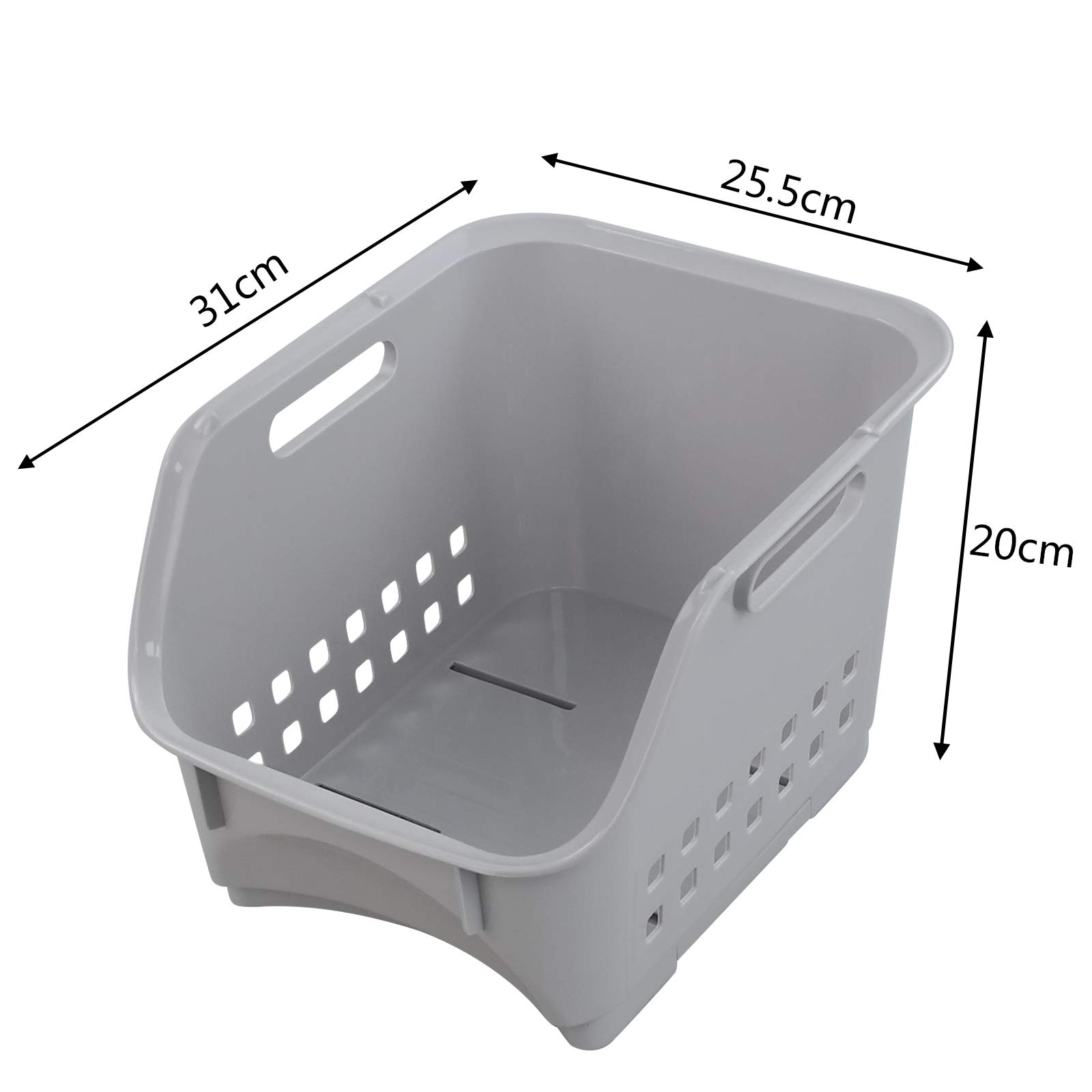 Asking Panier de rangement empilable gris, support de paniers de cuisine pour organisateur de fil empilable polyvalent à 3 niveaux