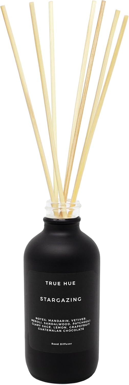 Luxury Reed Diffuser| True Hue | 3.75 fl oz | Glass and Rattan | Lasts for 2-3 Months | Fragrance Diffusers for Home | Handmade in USA (Stargazing)