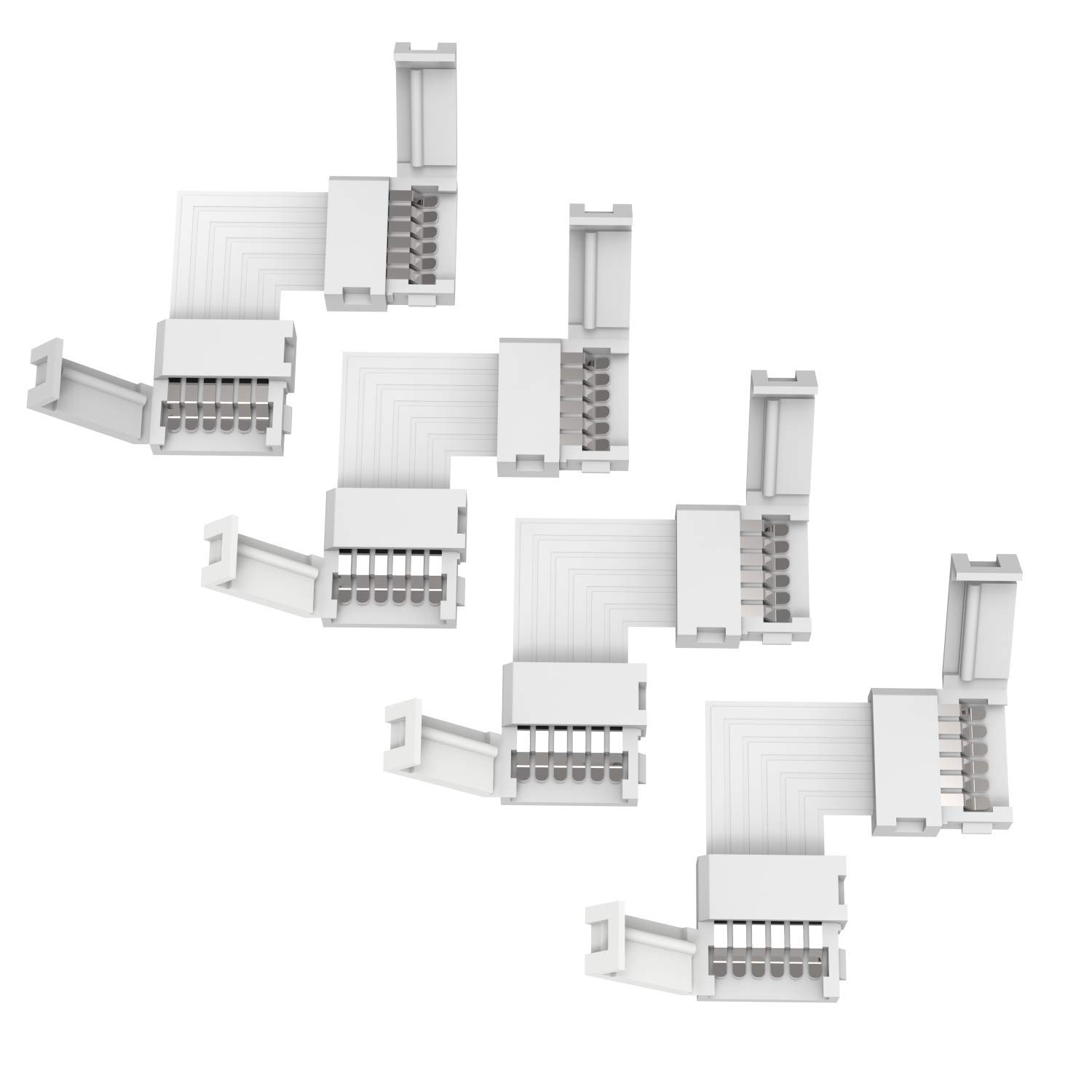 trooplex 6 Pin Eckverbinder 12 mm 4 Stück LED Streifen 90 Eck Verbinder 6 polig L Form Strip Connector rechtwinklig lötfrei 4-teilig RGBWW/CCT abgewinkelter Steckverbinder Warmweiß Kaltweiß