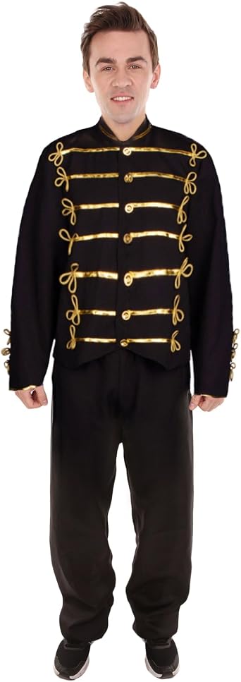 Mens Military Jacket Celebrity Costume | Adult Black Cosplay Costume for Men | Perfect Halloween Party Outfit