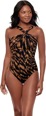 Miraclesuit Womens Swimwear Rock Solid Europa Asymmetrical Underwire Bra One Piece Swimsuit