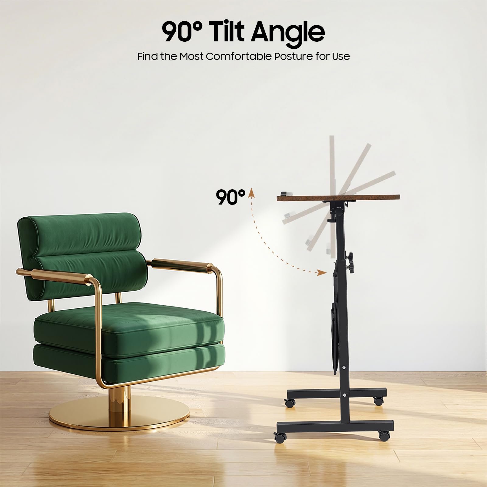 Mobile Standing Desk Portable Laptop Desk with Adjustable Height and Storage Bag Rolling Computer Stand for Office Living — view 5