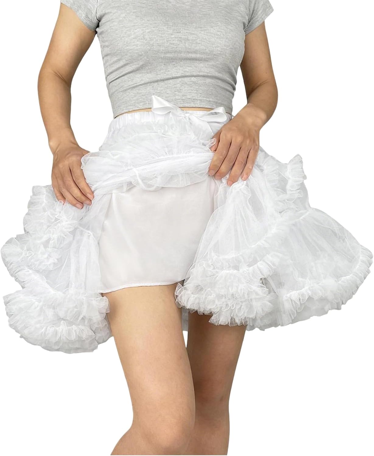 Women's Petticoat Skirt Tulle Adult Tutu Puffy Skirt Ballet Dance Short Petticoats Dress Party Costume Multi-Layer Underskirt