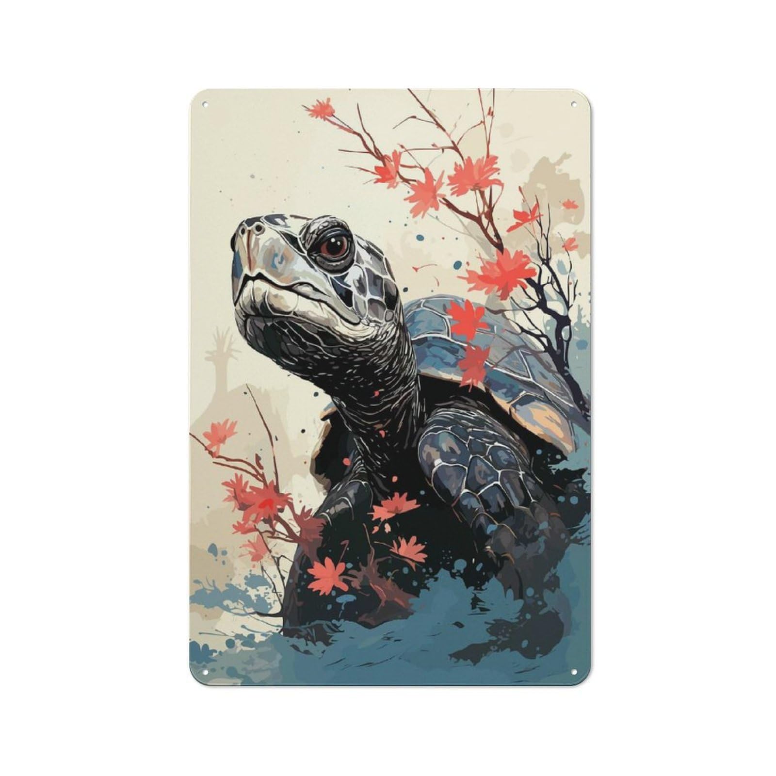 Junmoney Turtle Animal Japan Vibes Retro Metal Sign 30X20cm For Living Room Or Hallway, For Updating Living Room And Hallway After Moving