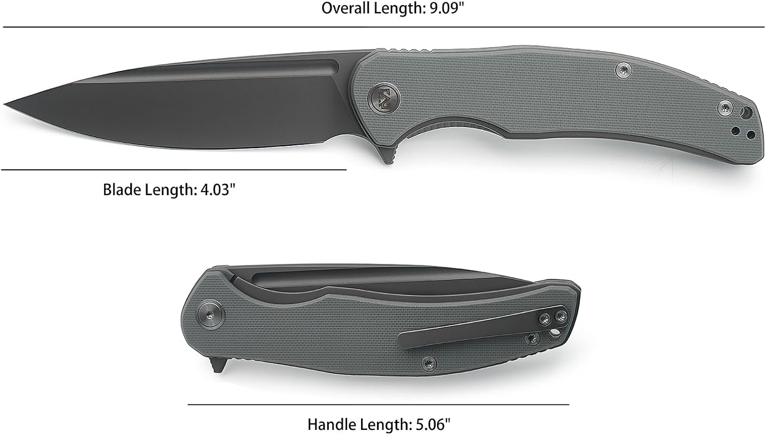M Miguron Velona Flipper Folding Knife 4.03" Dark Grey PVD 14c28n Blade Grey G10 Handle With Titanium Pocket Clip Camping Hiking Pocket Knife MGR-8003DGII