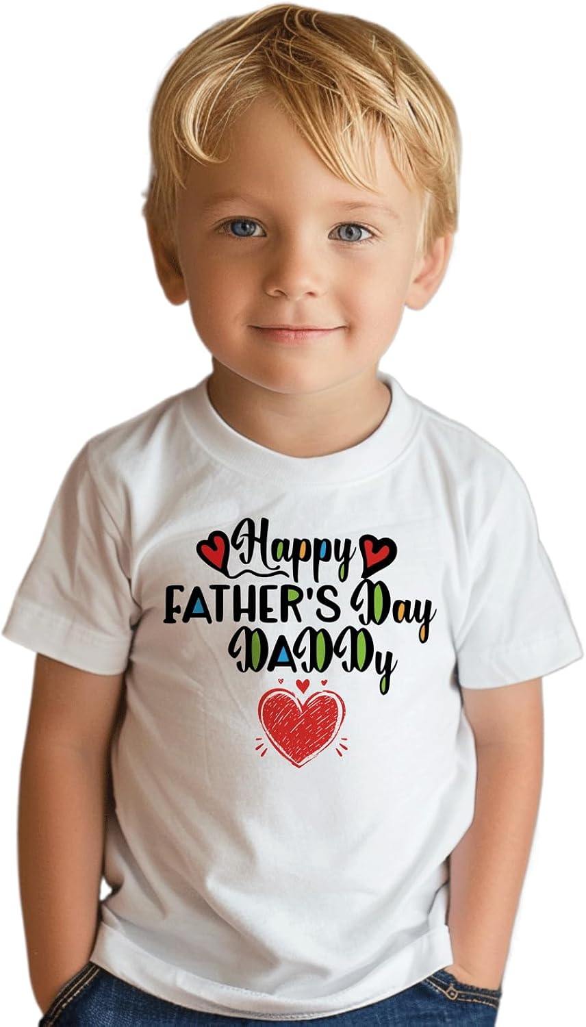 Kids Toddler Baby Boys Girls Father's Day T-Shirt Short Sleeve Funny Letters Graphic Tee Cotton Top