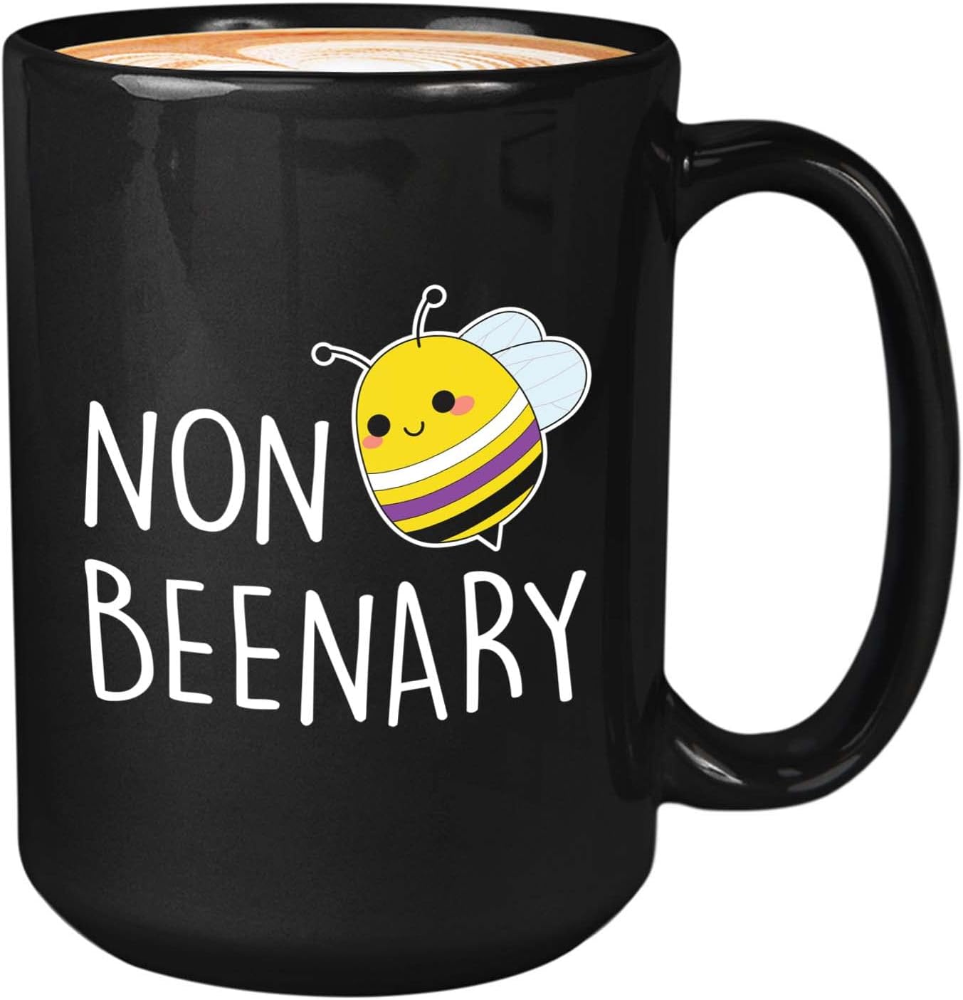 Bubble Hugs LGBTQ Coffee Mug 15oz Black - Non Beenary - LGBTQ Lesbian Gay Pride Rainbow Queer Lesbian Pansexual Heterosexual Feminism Initialism Gender Identity