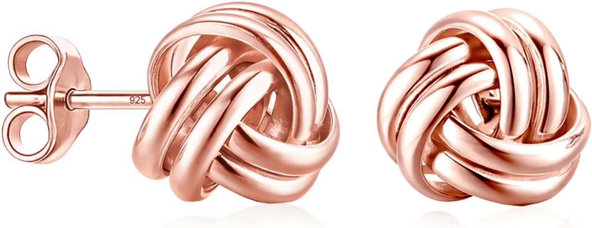 LeCalla 925 Sterling Silver Love Knot Stud Earrings | Sterling Silver Italian Classic Thick Knot Earrings Jewelry | Lightweight Twisted Stud Earring for Women