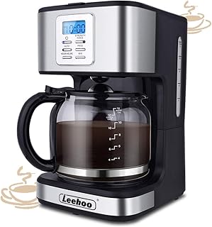 12-Cup Coffee Maker, Programmable Coffee Machine with Glass Carafe&Auto Shut-off&Brew Strength Control for Home/Office (Bl...