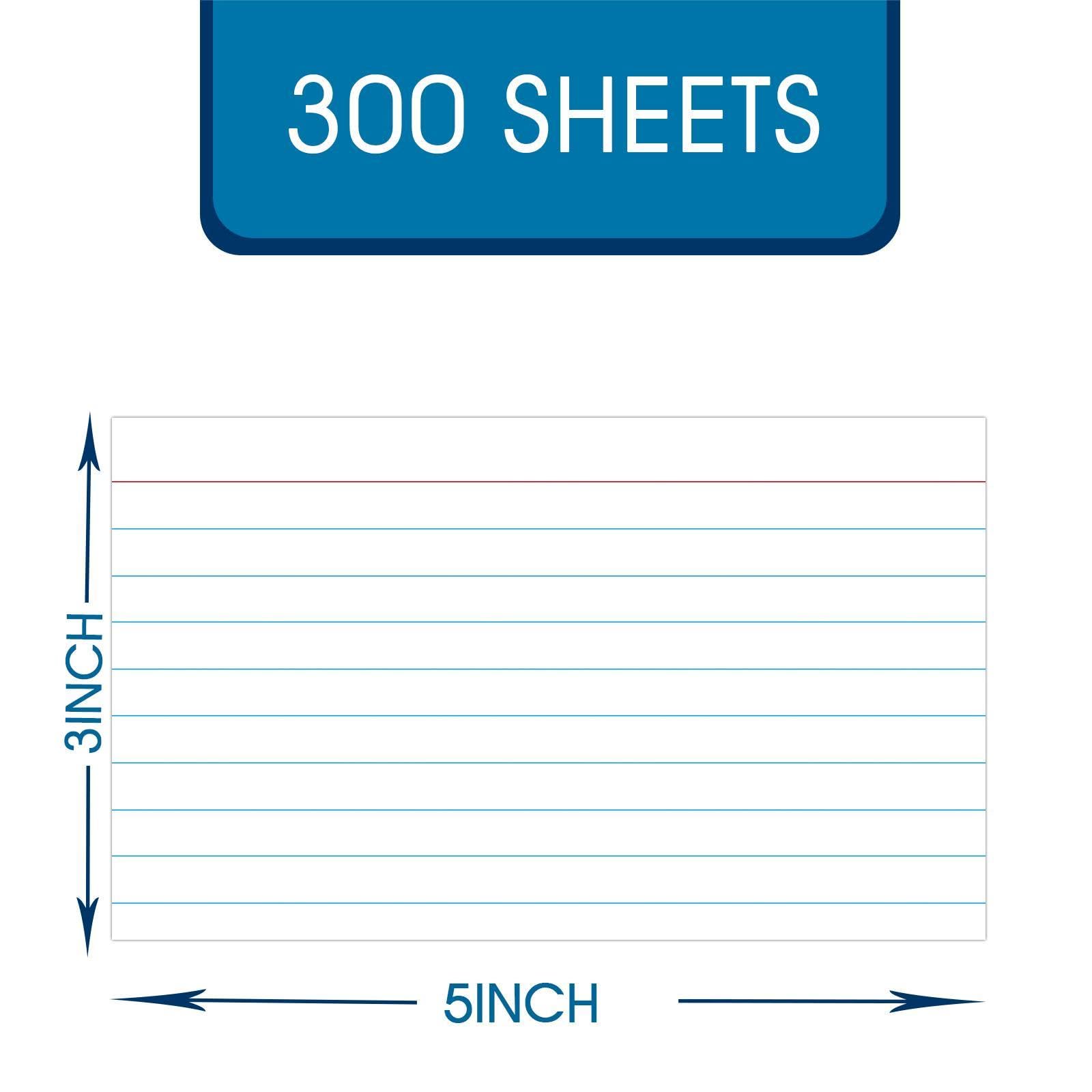 Index Cards 3x5, Ruled White Flash Cards For Studying, File Note Cards, 300 Pcs Lined Flashcards For Office And School Supplies