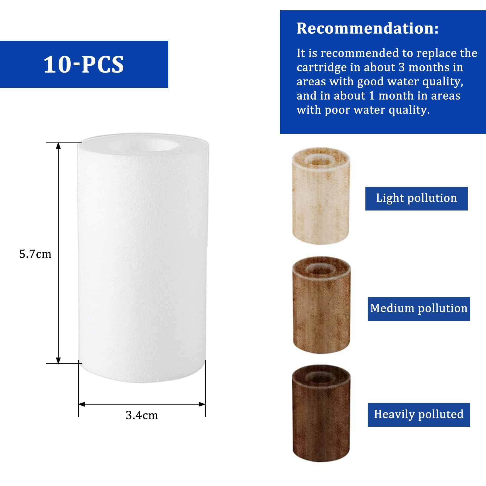 10 Pezzi Elemento Filtrante,Filtro in Cotone,Anticalcare Filtro in Cotone,Rlemento Filtrante de Filtro Acqua Doccia per Doccia o Filtro Acqua Rubinetto può Filtrare lo Sporco Nell'acqua