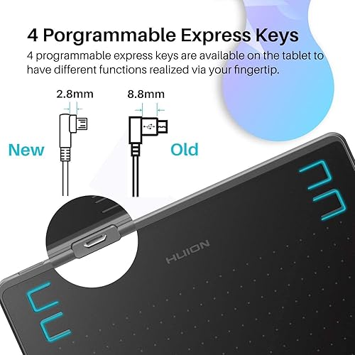 Miniatura 4 de Drawing Tablet HUION HS64 Beginner Graphics OSU Tablet with Battery-Free Stylus 8192 Pressure Sensitive for Digital Art, Painting & Design