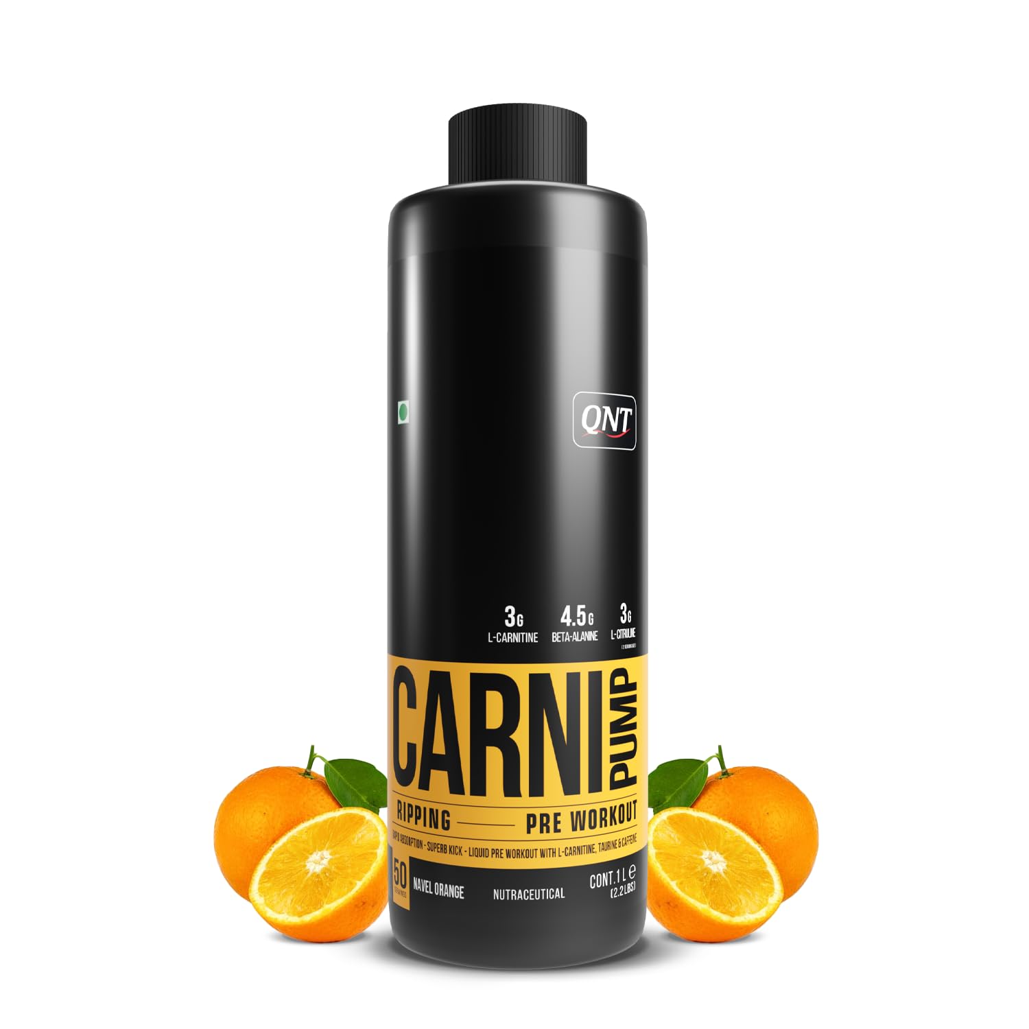 Sponsored Ad - QNT CARNIPUMP, Fat Loss Liquid Pre-Workout|Navel Orange, 1L|Instant Energy Drink|Supports Muscle Gain & Fast Muscle Recovery, 1 count, 50 servings