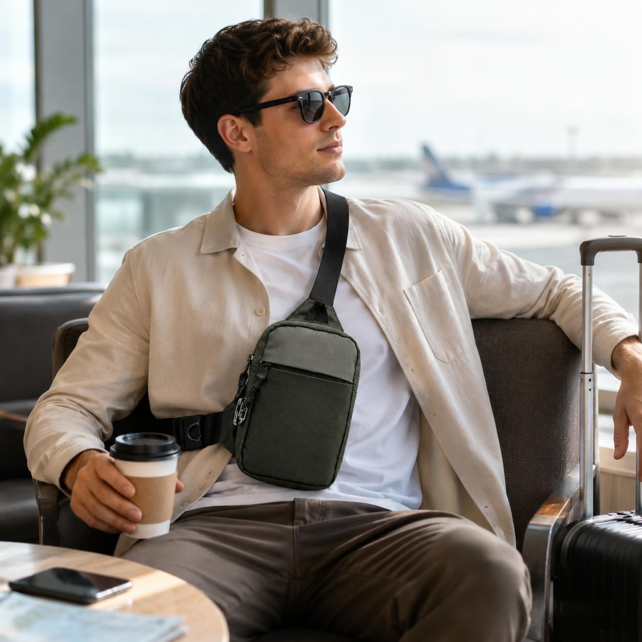 Nomalero Sacoche Homme Anti-Vol avec Doublure RFID, Fermetures Sécurisées et Sangle Renforcée pour Travail, Trajet et Tourisme