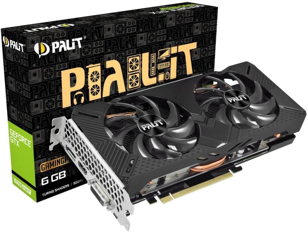 Palit GeForce GTX 1660 SUPER GamingPro 6 GB Graphics Card, 1408 Core, 1530 MHz, 1785 Boost, DisplayPort, Dual-Link DVI-D, HDMI, NE6166S018J9-1160A-1