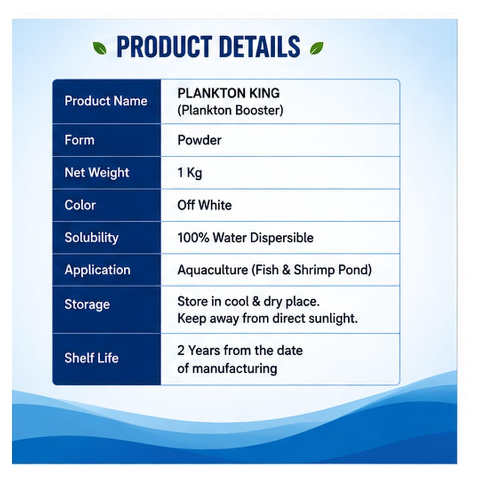 POND MASTER Plankton KING 1 Kg | Plankton Booster for Fish & Shrimp Farming | Water Dispersible Pond Supplement for Aquaculture, Biofloc, RAS, Lake & Aquarium