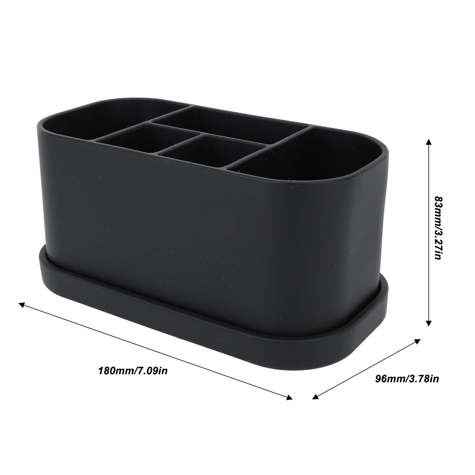 SIXRUN Portaspazzolino in Silicone per Dentifricio, Supporto per Spazzolino a 5 Slot con Fori di Drenaggio, Organizer da Bagno con Aspirazione a Parete per Uso Familiare da Viaggio da Bancone, 180 X
