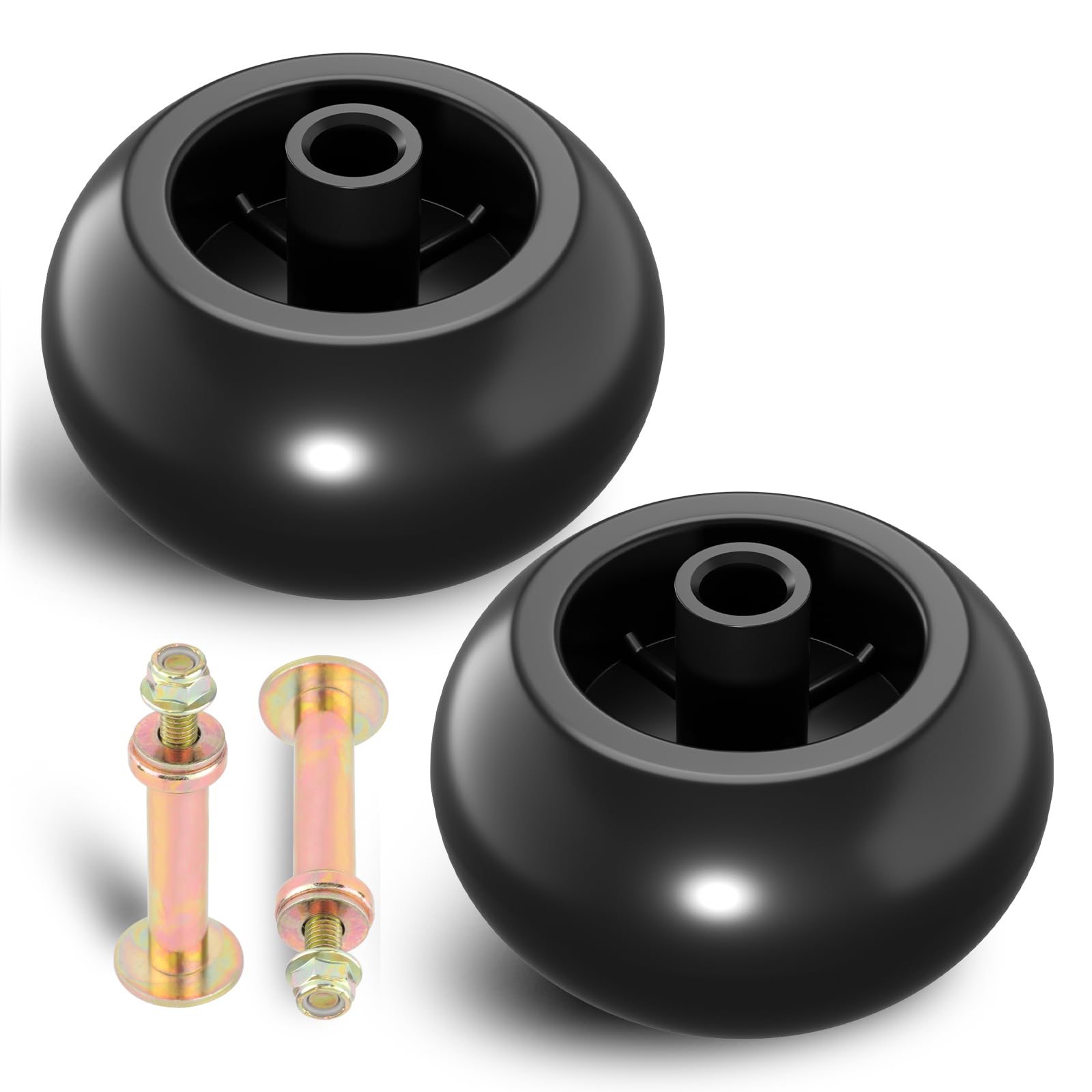 Kit de 2 ruedas anticuero cabelludo para cortacésped Exmark 103-3168 Toro 1-603299 Bad Boy 022-5234-98 (orificio de 5/8 pulgadas) | Juego completo con pernos, tuercas de bloqueo y arandelas