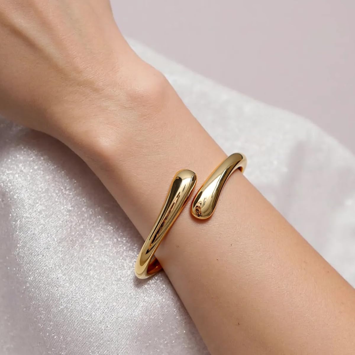 Gold Bangle Bracelets for Women Twisted Hinged Cuff Bracelet Jewelry Gifts - Image 2